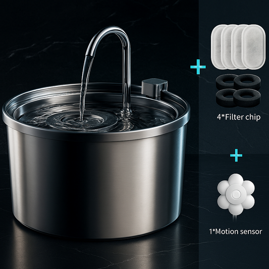 Stainless Cat Fountain — Fresh Water with 60-Second Care
